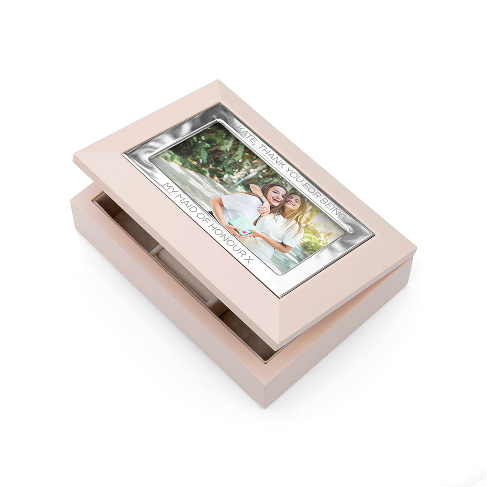 Personalised Nude Pink & Silver Photo Jewellery Box: 2 - Jewellery Boxes By Gift Moments