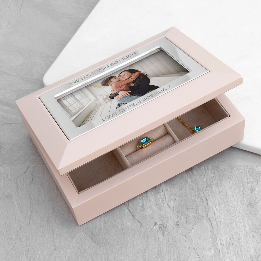 Personalised Nude Pink & Silver Photo Jewellery Box: 1 - Jewellery Boxes By Gift Moments