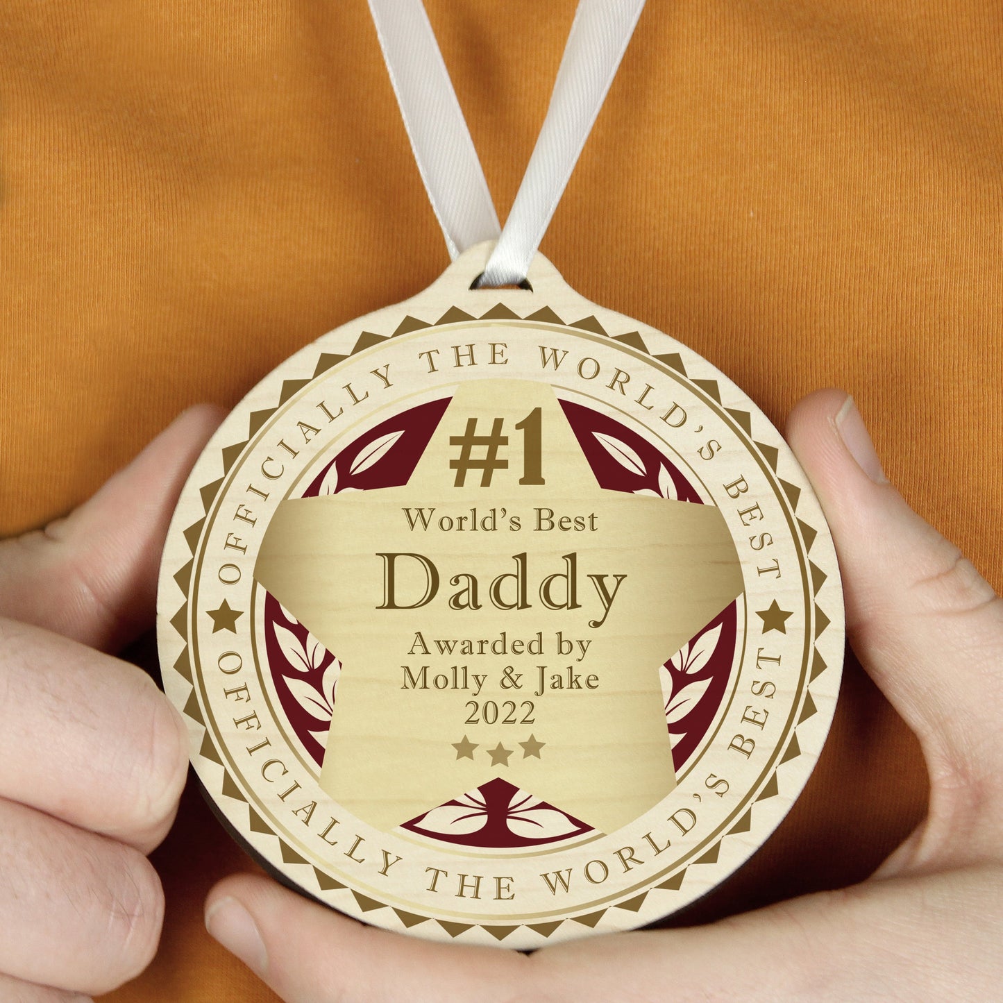 Personalised Number 1 Round Wooden Medal: 1 - Keepsakes By Gift Moments