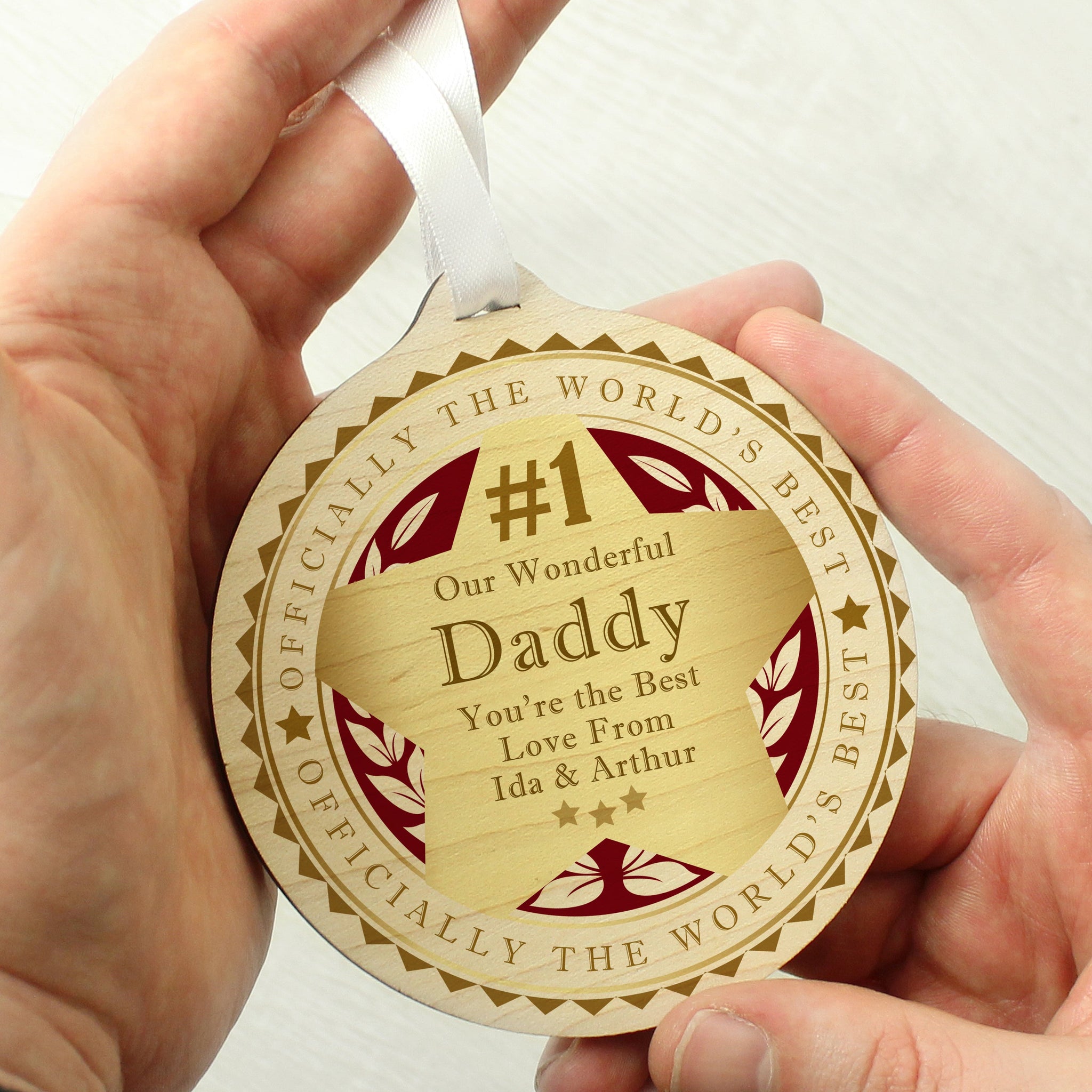 Personalised Number 1 Round Wooden Medal: 3 - Keepsakes By Gift Moments