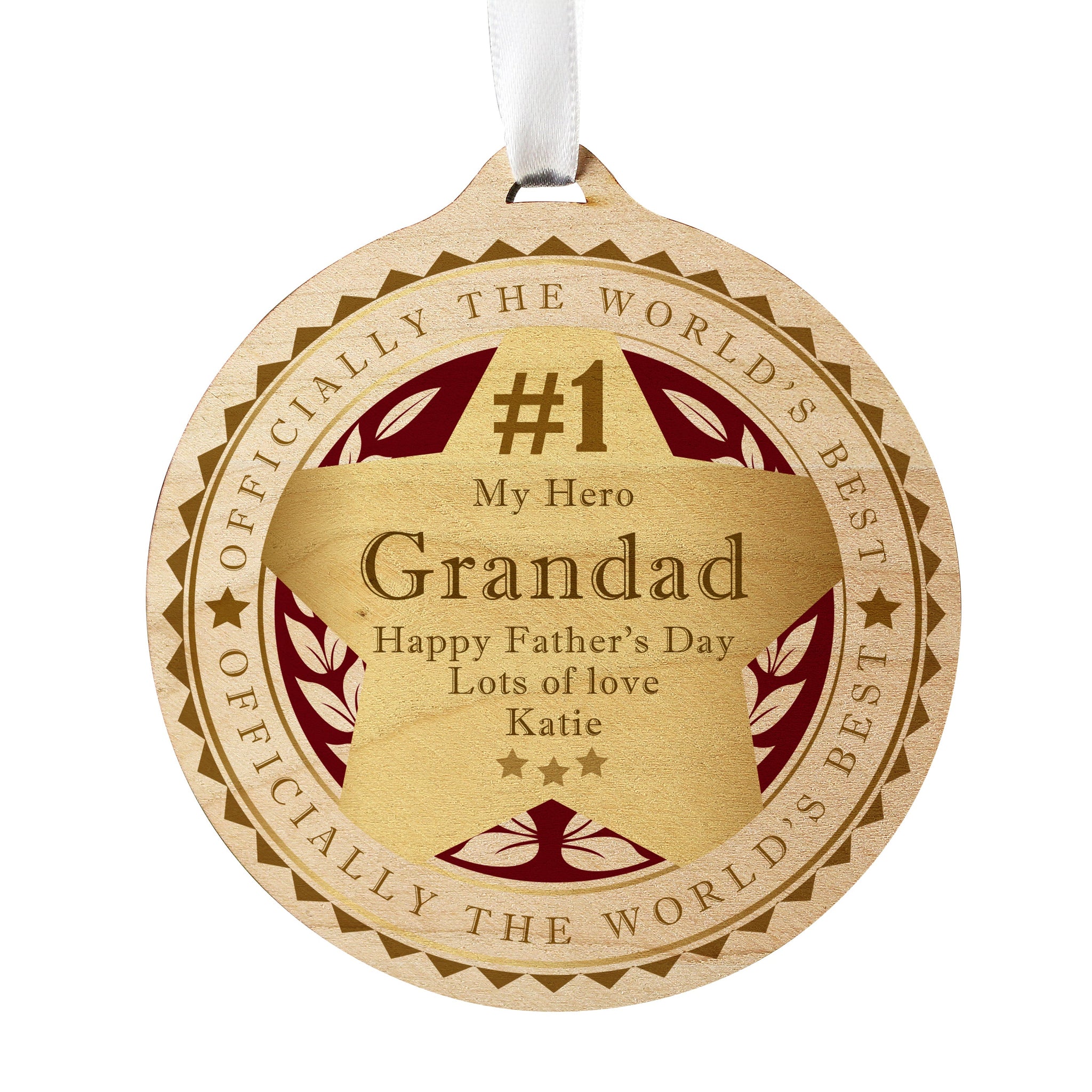 Personalised Number 1 Round Wooden Medal: 5 - Keepsakes By Gift Moments