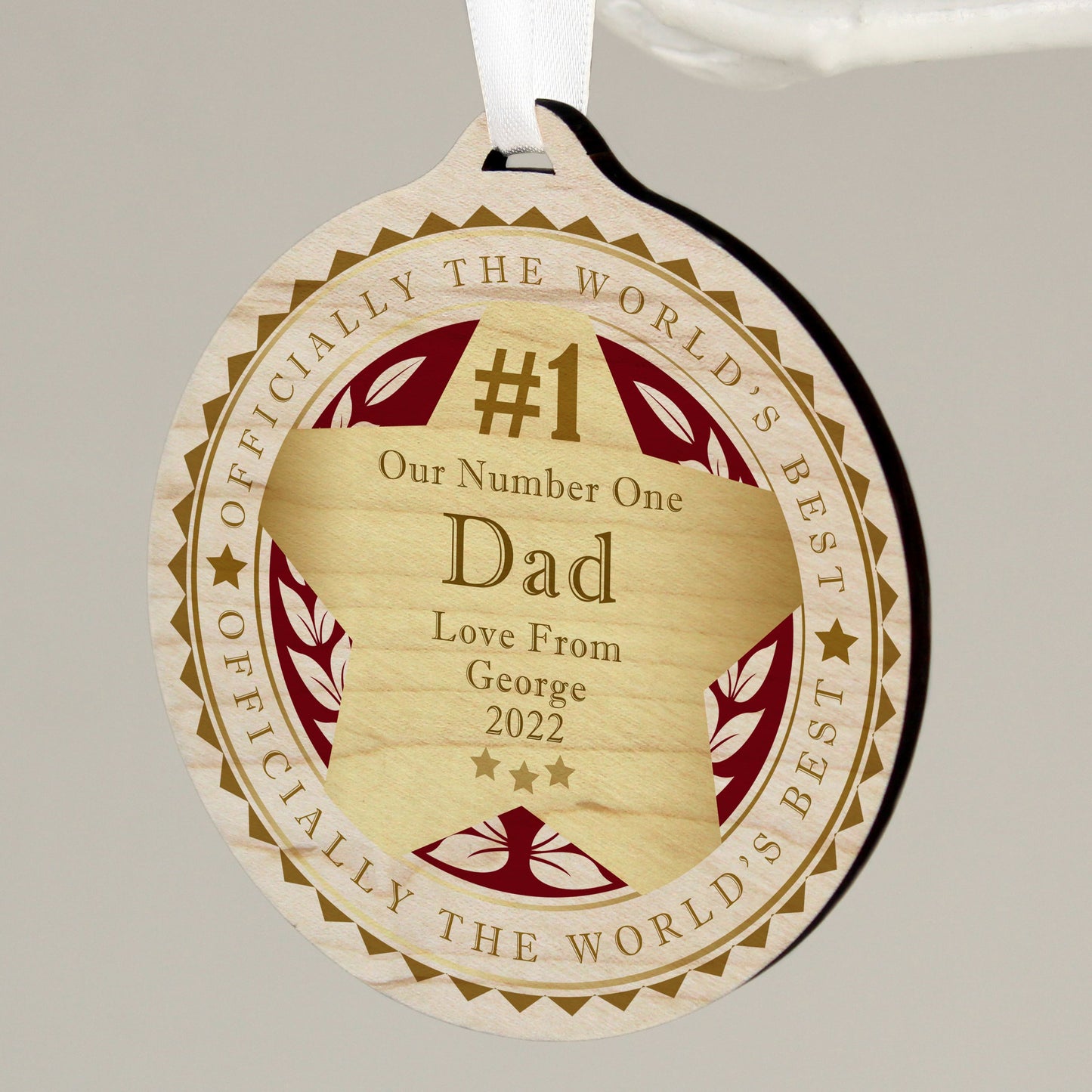 Personalised Number 1 Round Wooden Medal: 4 - Keepsakes By Gift Moments