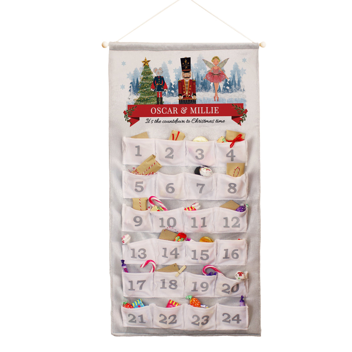 Personalised Nutcracker Advent Calendar In Silver Grey: 5 - Advent Calendars By Gift Moments