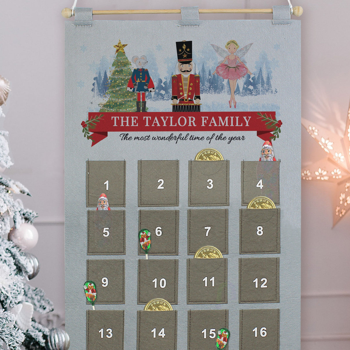 Personalised Nutcracker Advent Calendar In Silver Grey: 4 - Advent Calendars By Gift Moments