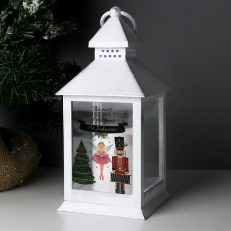 Personalised Nutcracker White Lantern: 3 - LED Lighting By Gift Moments