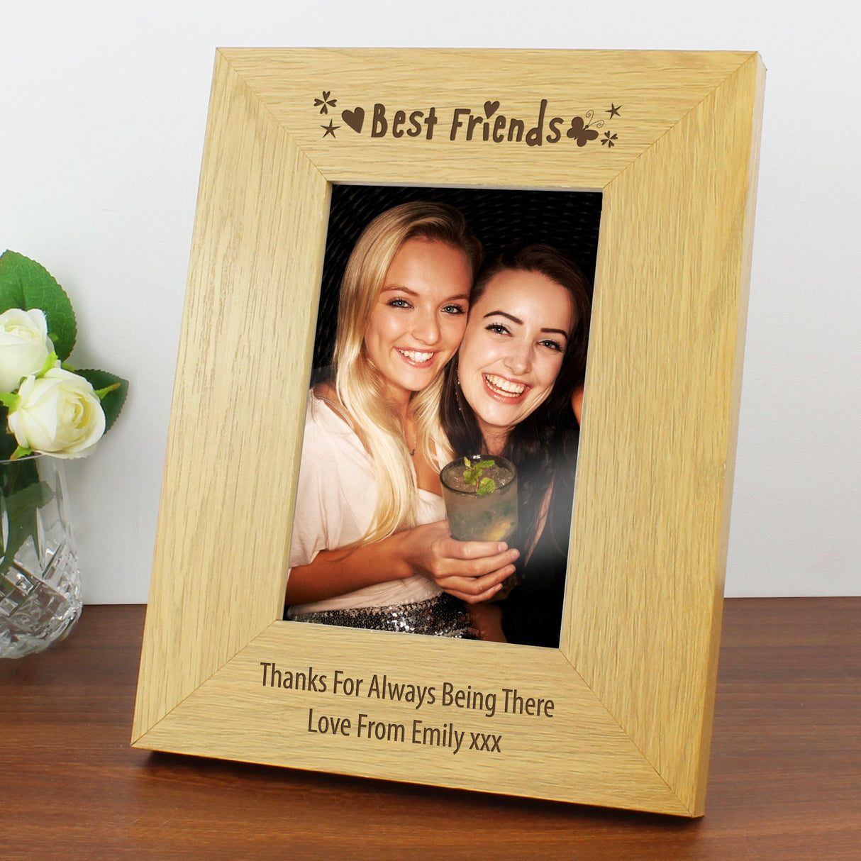 Personalised Oak Finish 6x4 Best Friends Photo Frame: 2 Photo Frames By Gift Moments
