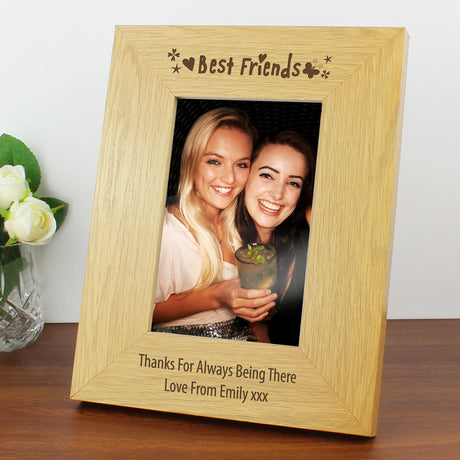 Personalised Oak Finish 6x4 Best Friends Photo Frame: 2 Photo Frames By Gift Moments