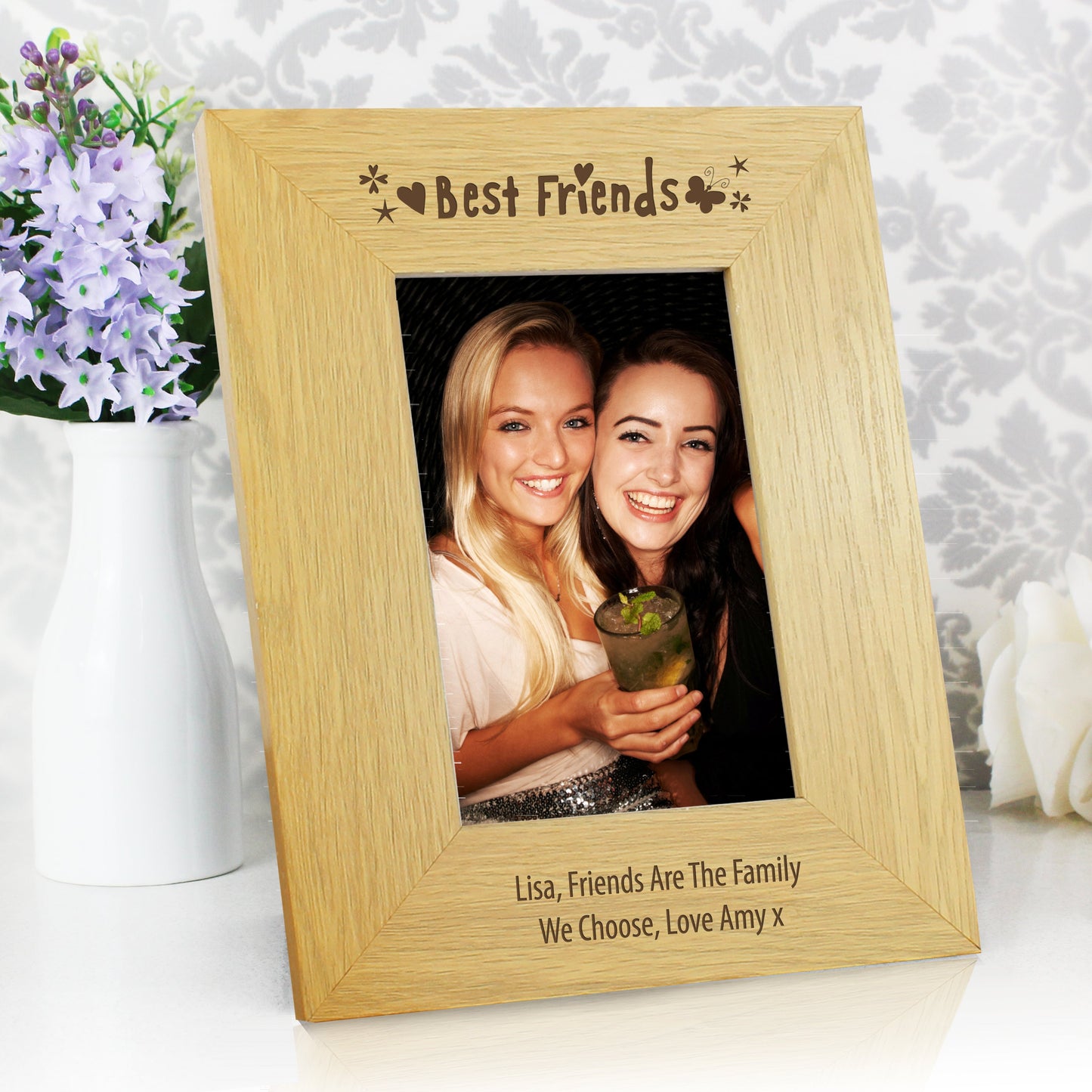 Personalised Oak Finish 6x4 Best Friends Photo Frame: 1 - Photo Frames By Gift Moments