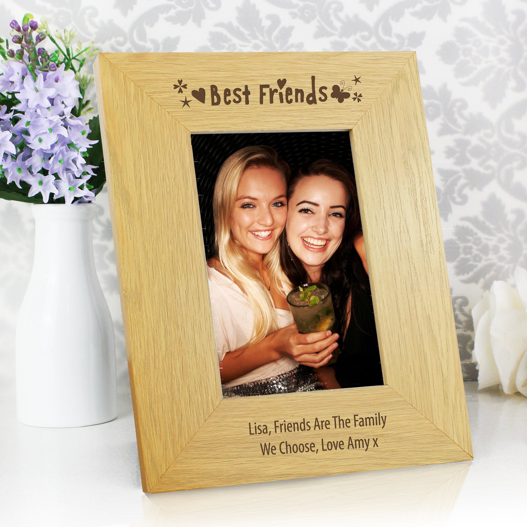 Personalised Oak Finish 6x4 Best Friends Photo Frame: 1 - Photo Frames By Gift Moments