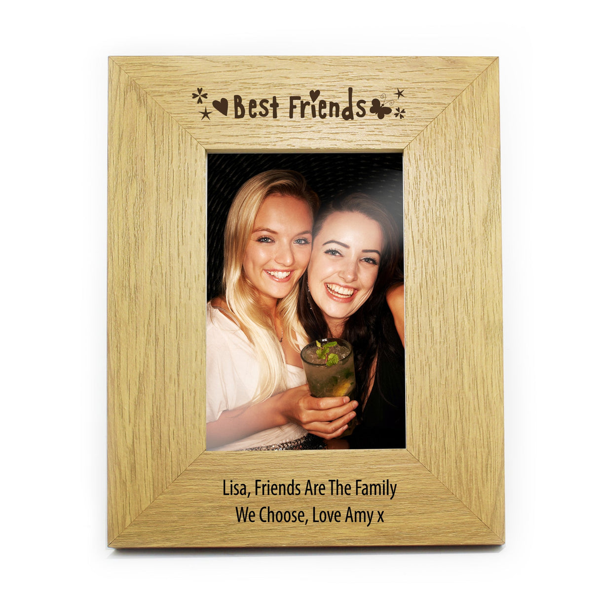 Personalised Oak Finish 6x4 Best Friends Photo Frame: 3 Photo Frames By Gift Moments