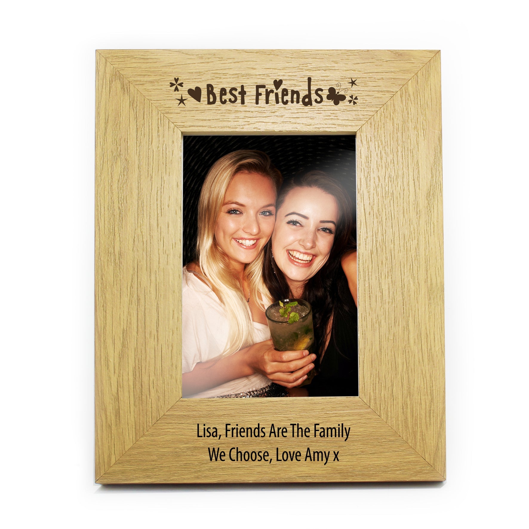 Personalised Oak Finish 6x4 Best Friends Photo Frame: 3 - Photo Frames By Gift Moments