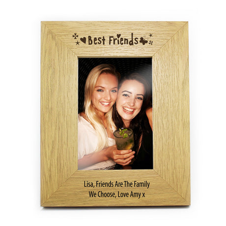 Personalised Oak Finish 6x4 Best Friends Photo Frame: 3 Photo Frames By Gift Moments