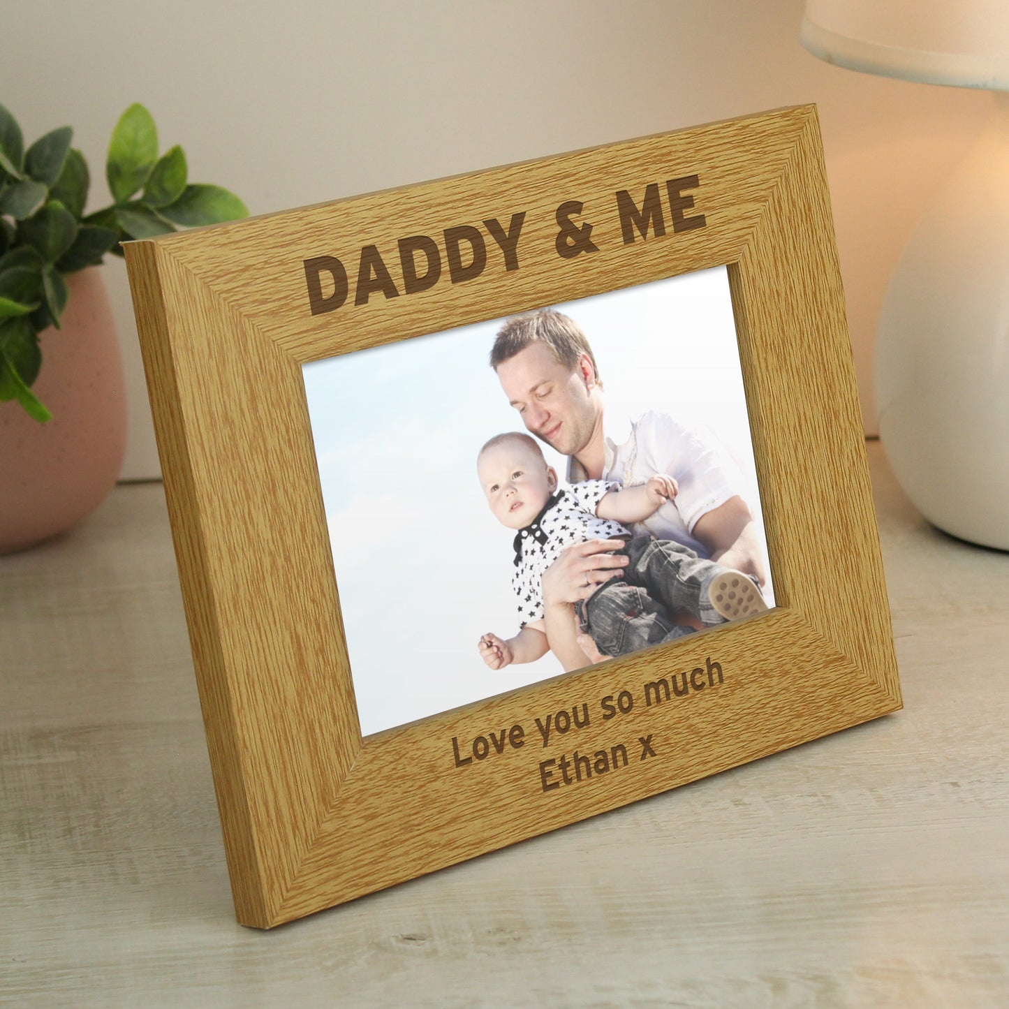 Personalised Oak Finish 6x4 Daddy & Me Photo Frame: 3 - Photo Frames By Gift Moments
