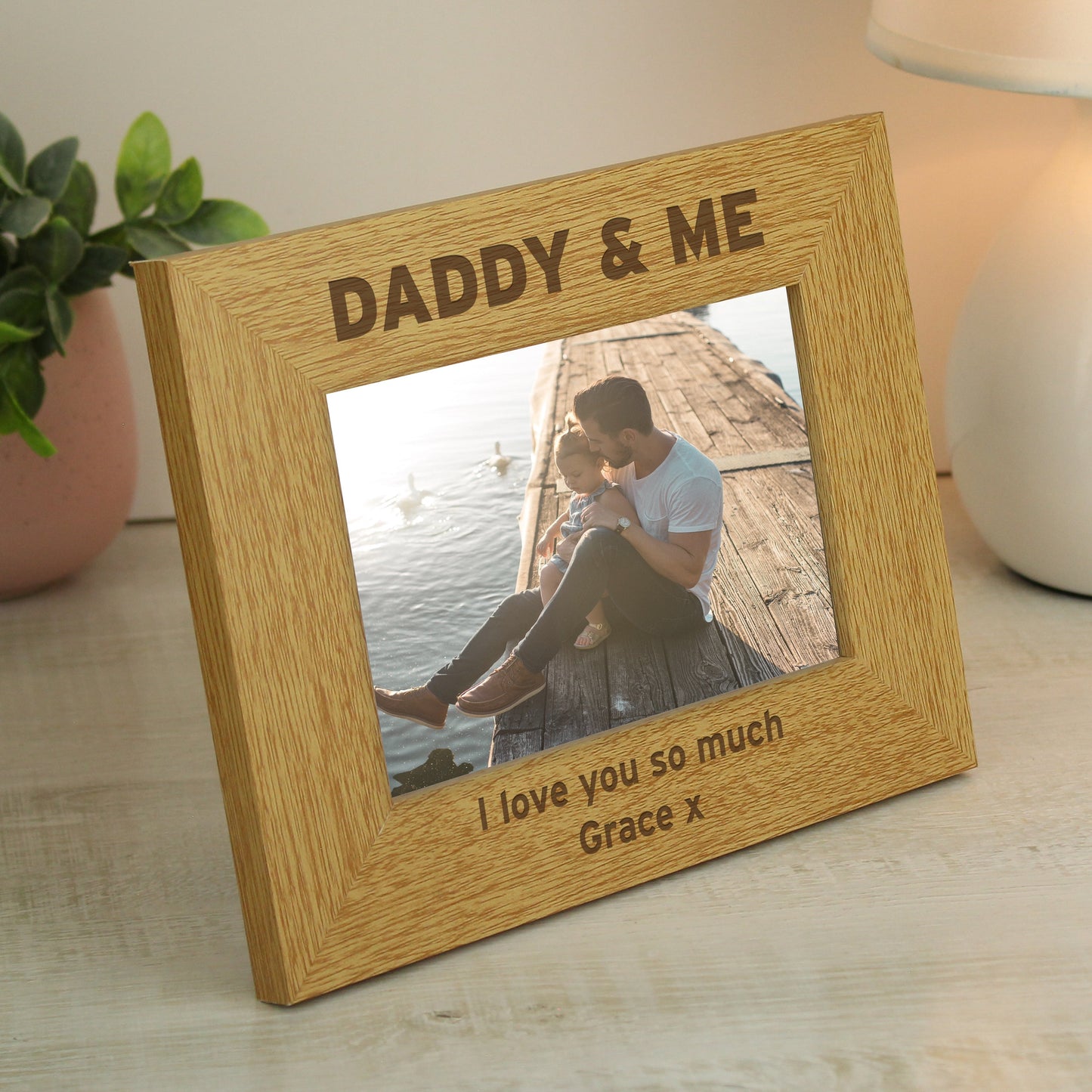 Personalised Oak Finish 6x4 Daddy & Me Photo Frame: 1 - Photo Frames By Gift Moments