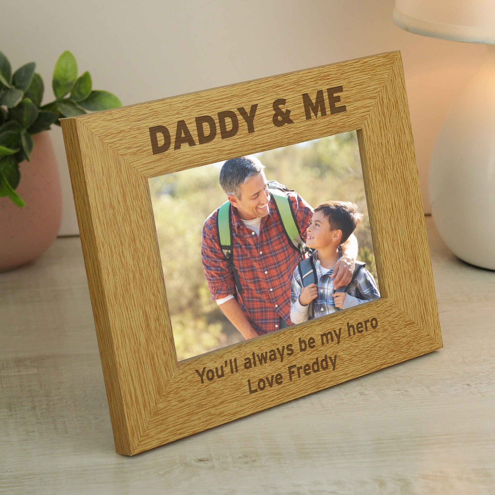 Personalised Oak Finish 6x4 Daddy & Me Photo Frame: 2 - Photo Frames By Gift Moments