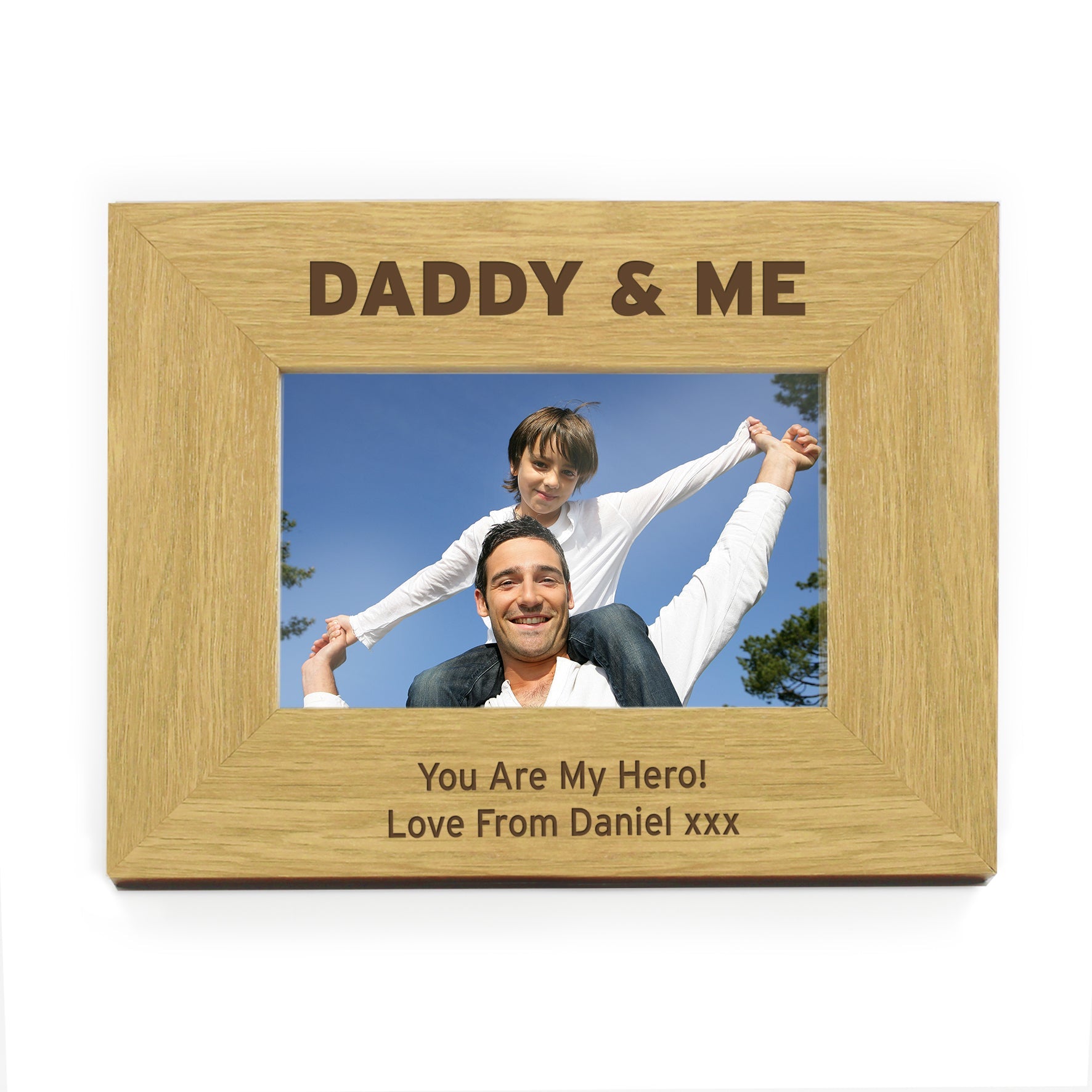 Personalised Oak Finish 6x4 Daddy & Me Photo Frame: 4 - Photo Frames By Gift Moments