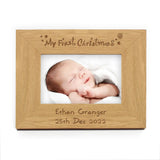 Personalised Oak Finish 6x4 My First Christmas Photo Frame: 2 - Photo Frames By Gift Moments