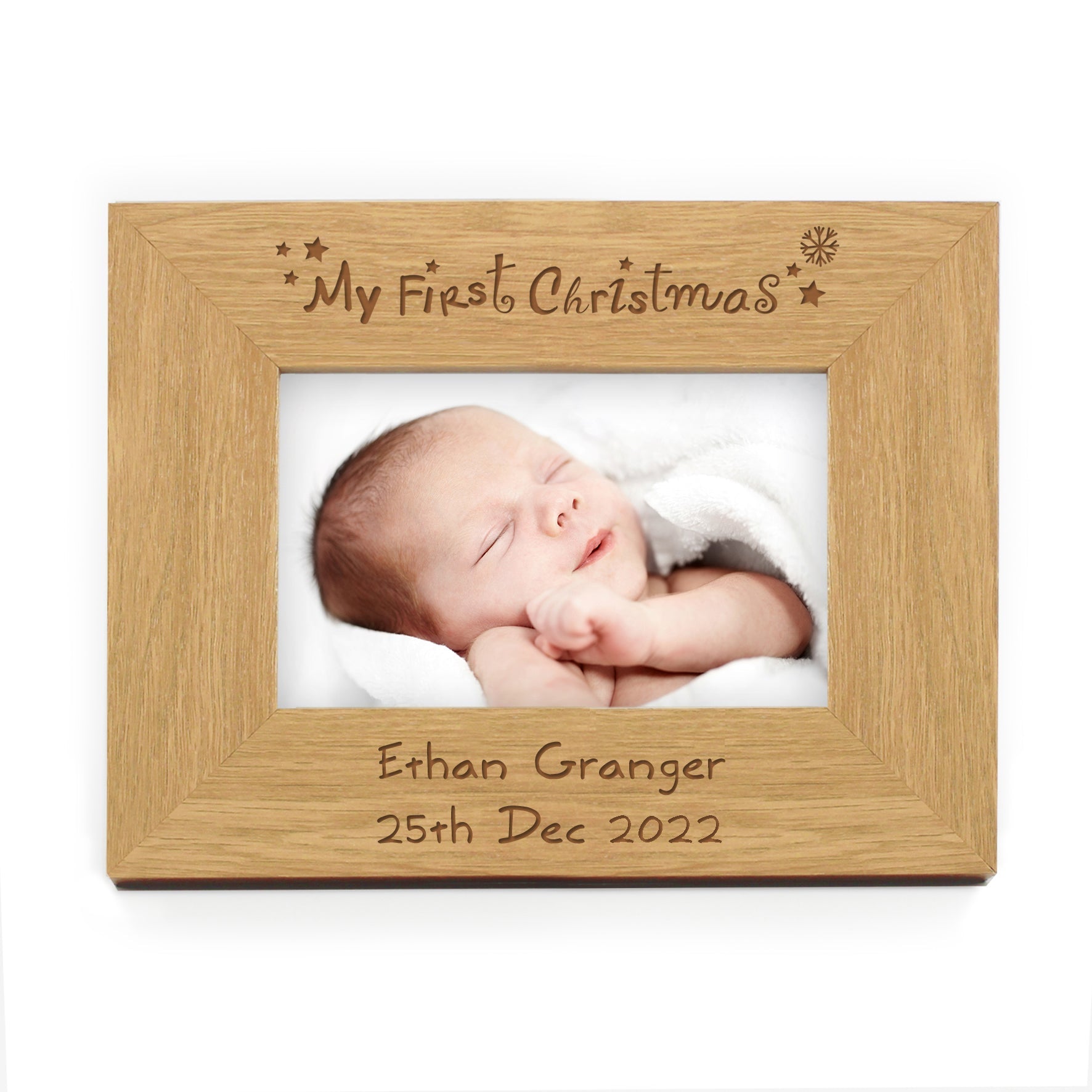 Personalised Oak Finish 6x4 My First Christmas Photo Frame - Shop Photo Frames At Gift Moments - 2