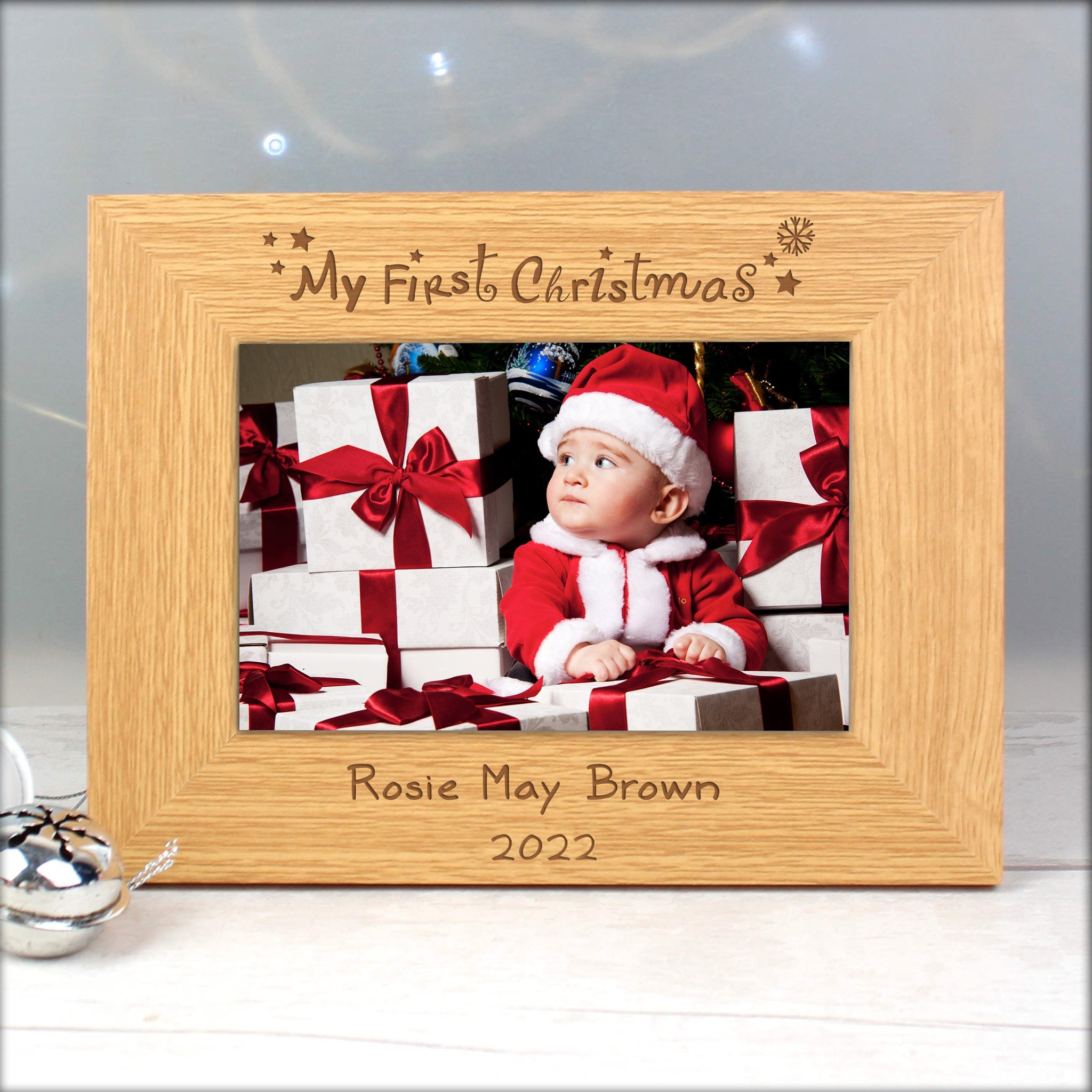 Personalised Oak Finish 6x4 My First Christmas Photo Frame: 1 - Photo Frames By Gift Moments