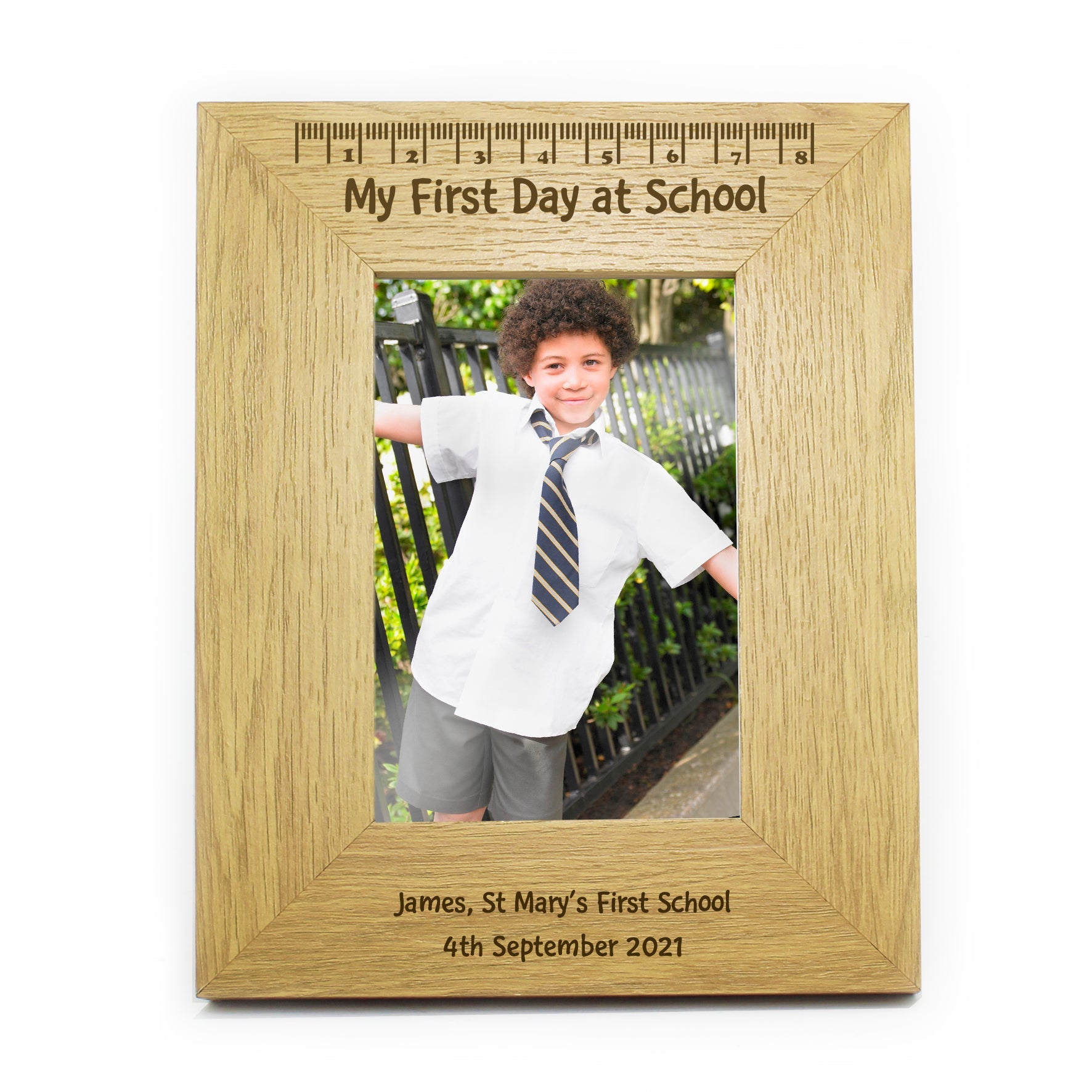 Personalised Oak Finish 6x4 My First Day At School Photo Frame: 2 - Photo Frames By Gift Moments