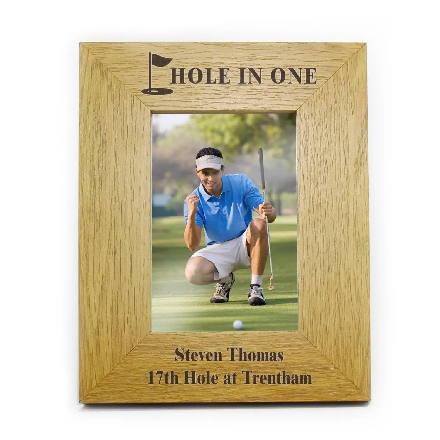 Personalised Oak Finish 6x4 Golf Photo Frame: 2 - Photo Frames By Gift Moments
