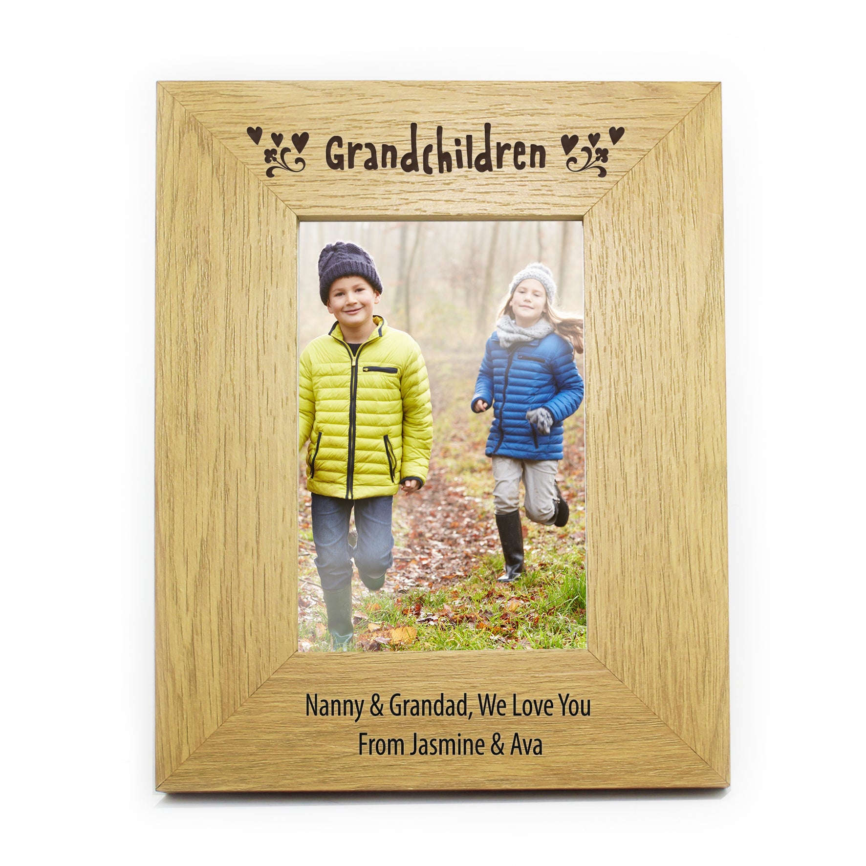 Personalised Oak Finish 6x4 Grandchildren Photo Frame: 3 - Photo Frames By Gift Moments
