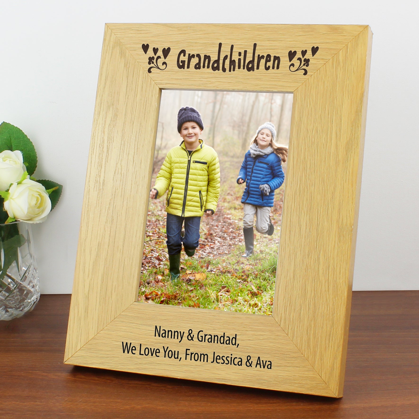 Personalised Oak Finish 6x4 Grandchildren Photo Frame: 4 - Photo Frames By Gift Moments