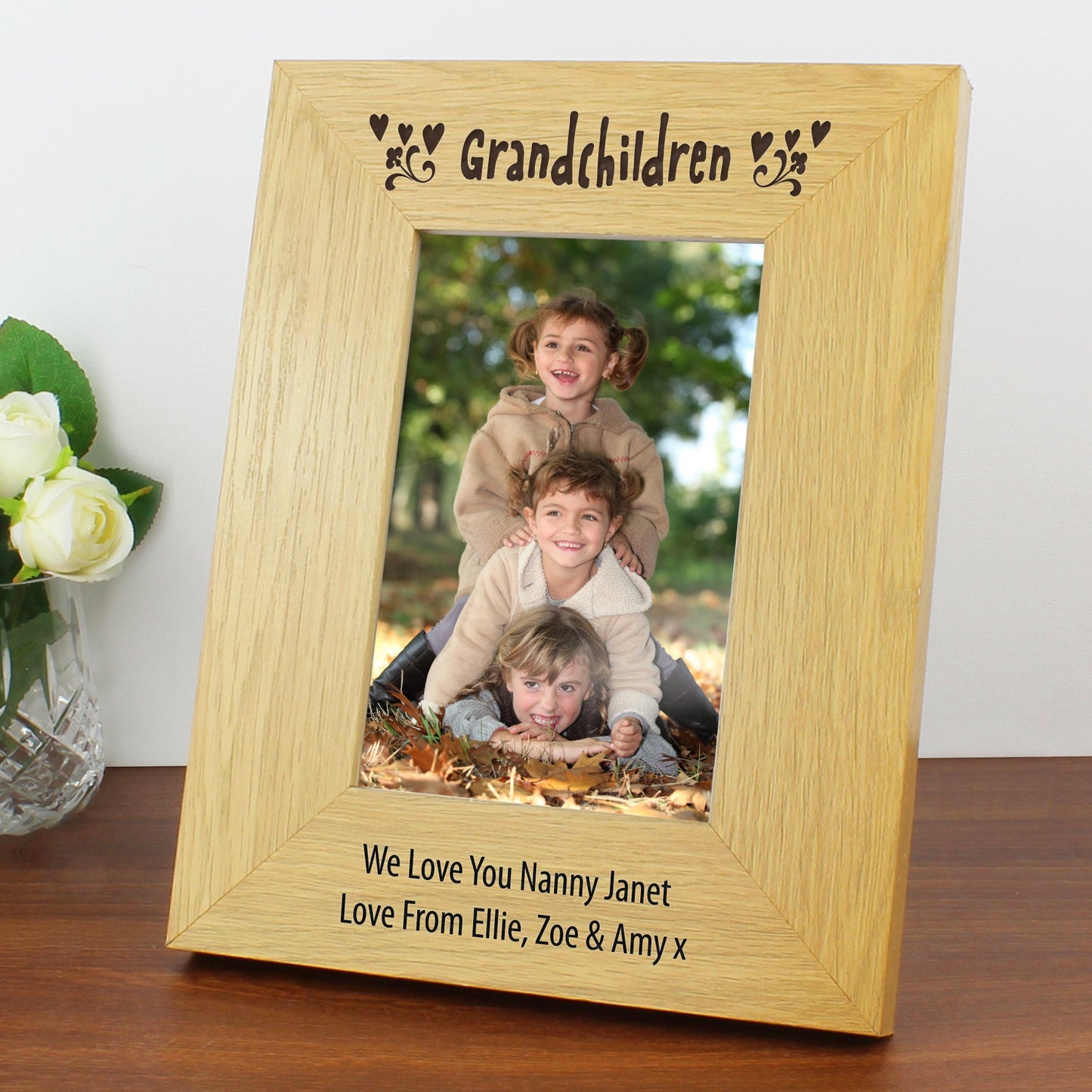 Personalised Oak Finish 6x4 Grandchildren Photo Frame: 1 - Photo Frames By Gift Moments