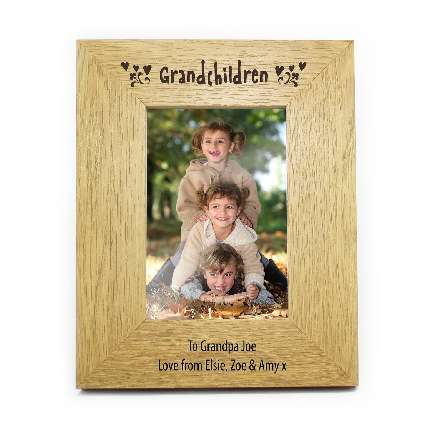 Personalised Oak Finish 6x4 Grandchildren Photo Frame: 2 - Photo Frames By Gift Moments