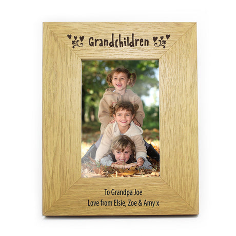 Personalised Oak Finish 6x4 Grandchildren Photo Frame: 2 - Photo Frames By Gift Moments