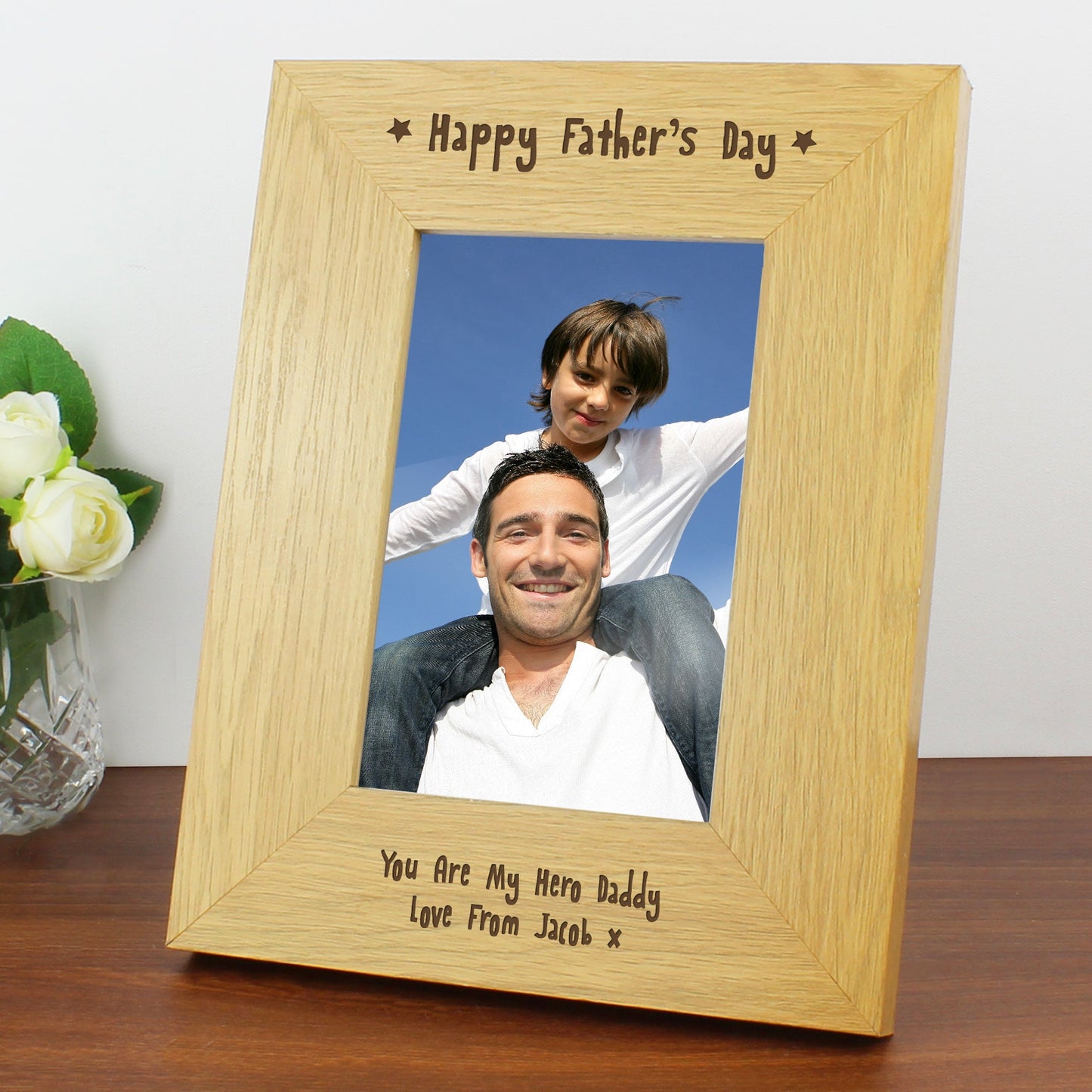 Personalised Oak Finish 6x4 Happy Fathers Day Photo Frame: 1 - Photo Frames By Gift Moments
