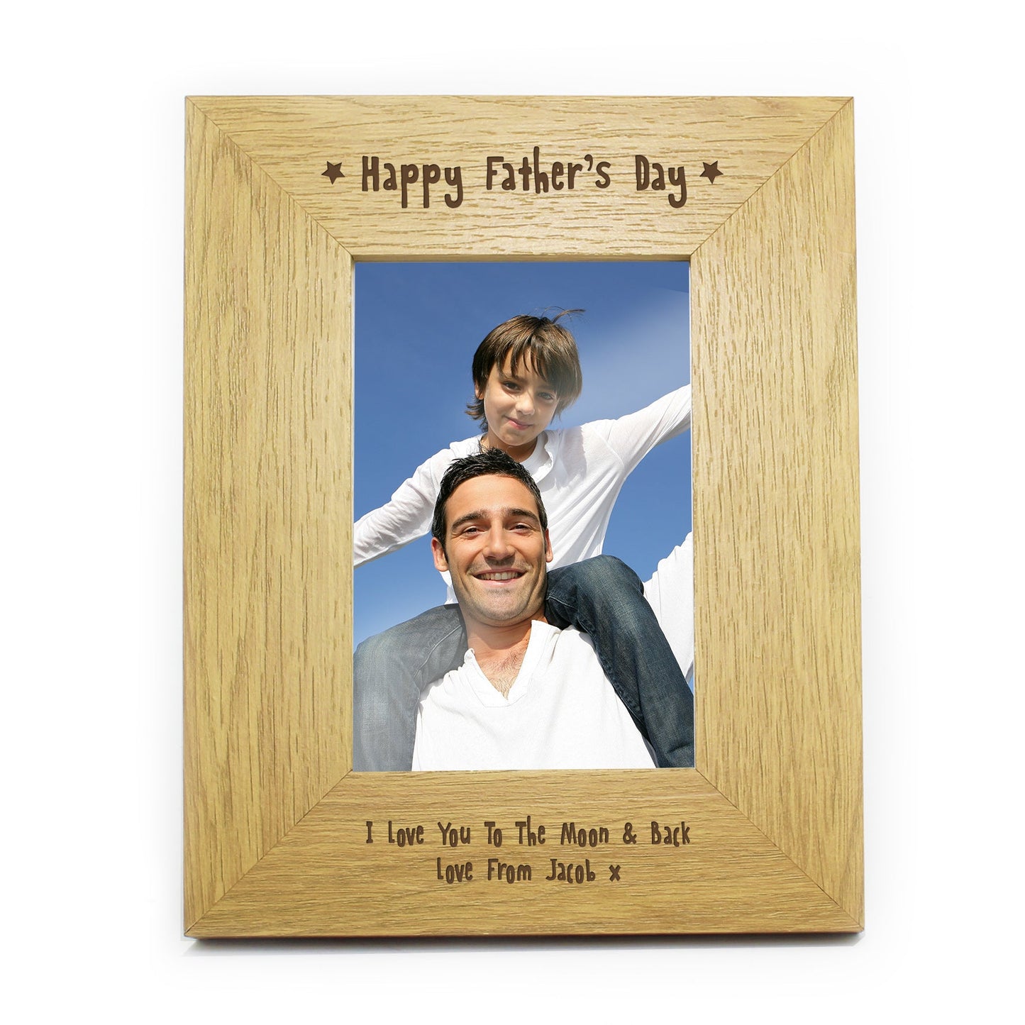 Personalised Oak Finish 6x4 Happy Fathers Day Photo Frame: 2 - Photo Frames By Gift Moments