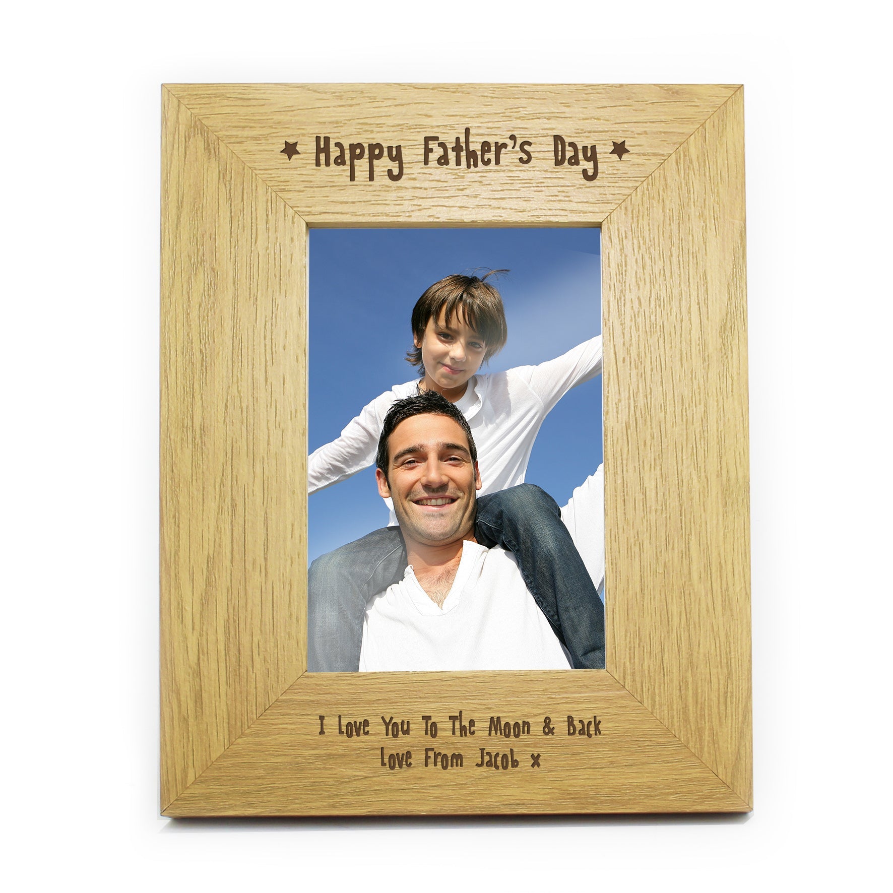 Personalised Oak Finish 6x4 Happy Fathers Day Photo Frame: 2 - Photo Frames By Gift Moments