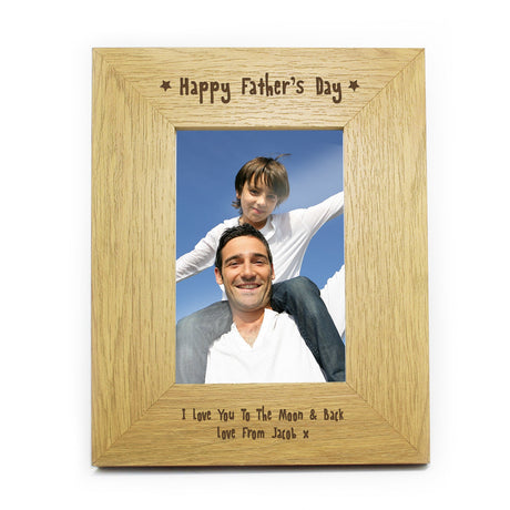 Personalised Oak Finish 6x4 Happy Fathers Day Photo Frame: 2 - Photo Frames By Gift Moments