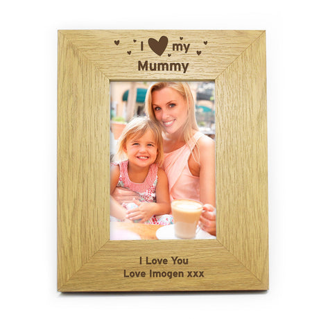 Personalised Oak Finish 6x4 I Heart My Photo Frame: 2 - Photo Frames By Gift Moments