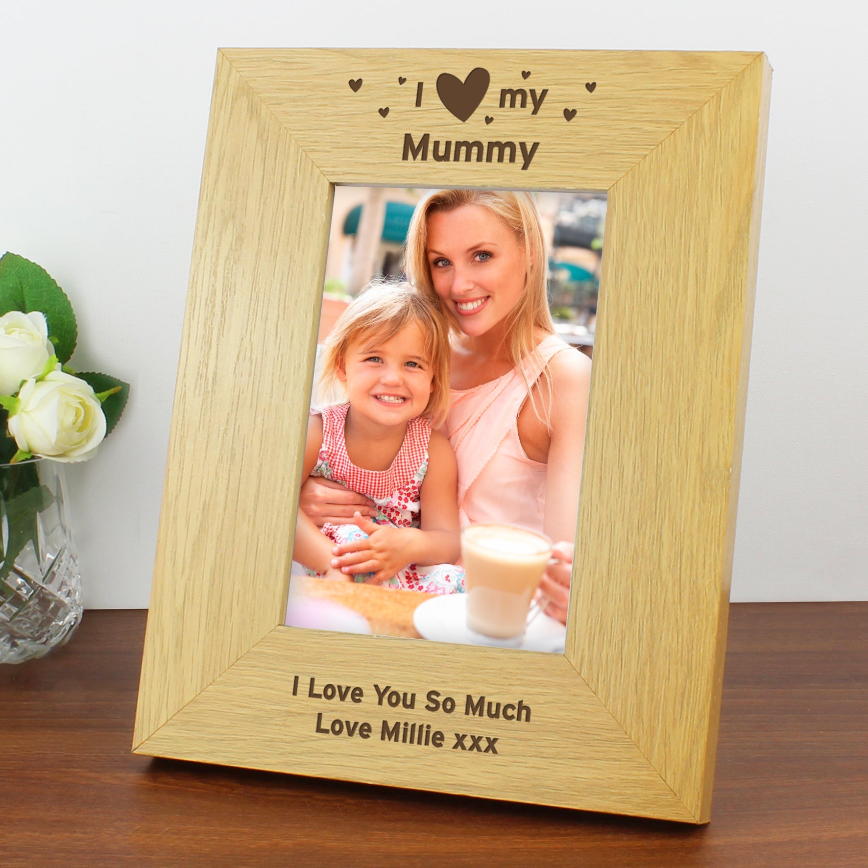 Personalised Oak Finish 6x4 I Heart My Photo Frame: 1 - Photo Frames By Gift Moments