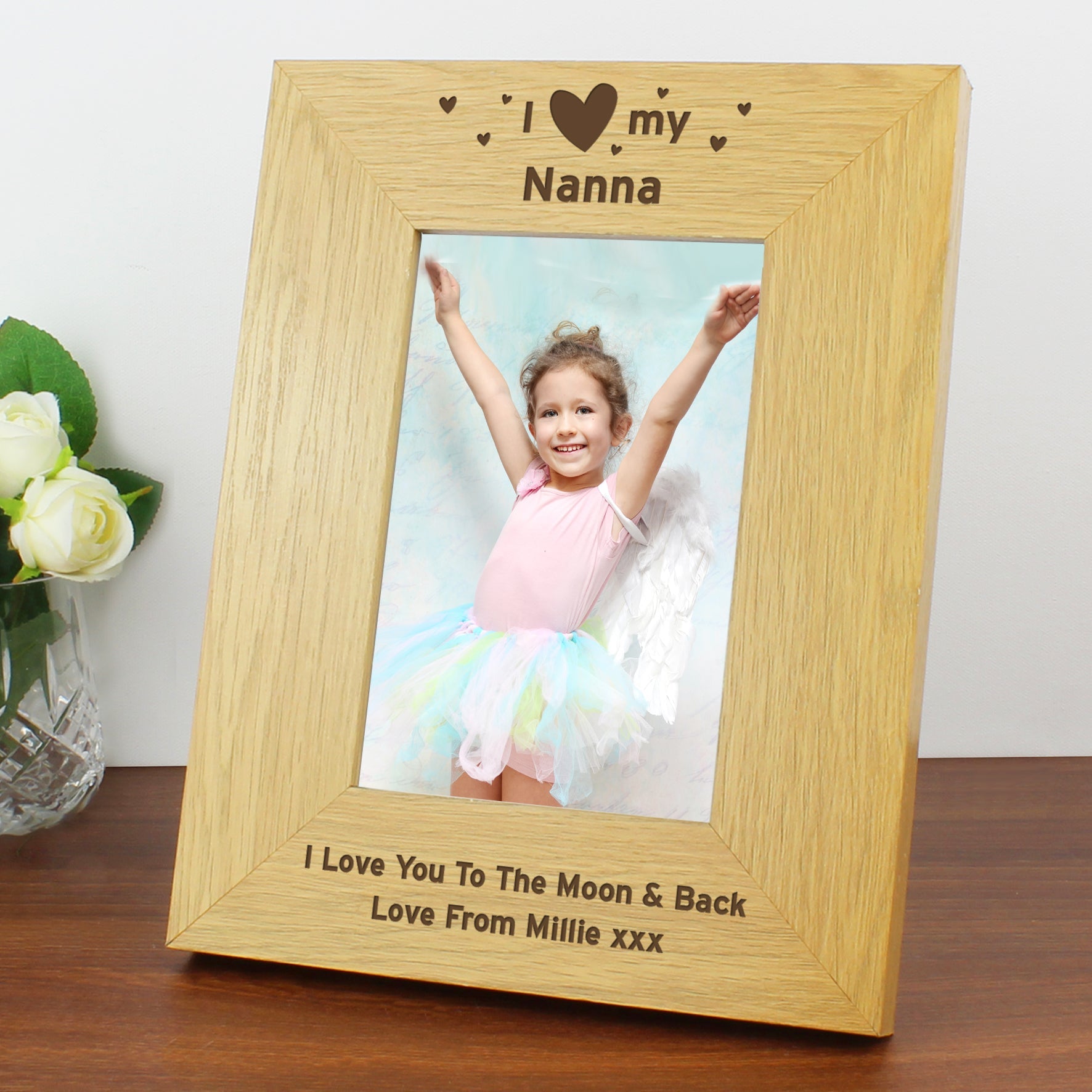 Personalised Oak Finish 6x4 I Heart My Photo Frame: 6 - Photo Frames By Gift Moments