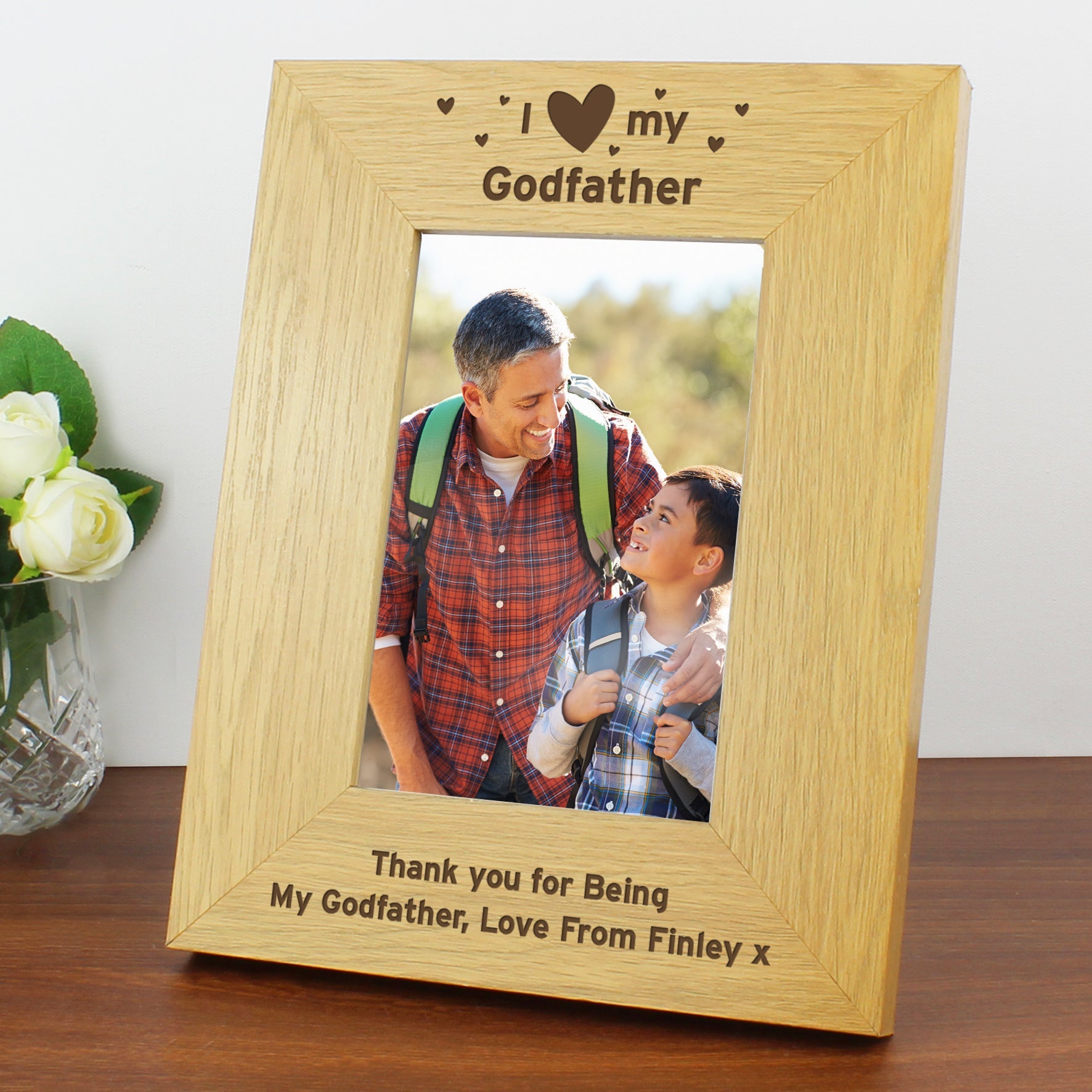 Personalised Oak Finish 6x4 I Heart My Photo Frame: 8 - Photo Frames By Gift Moments