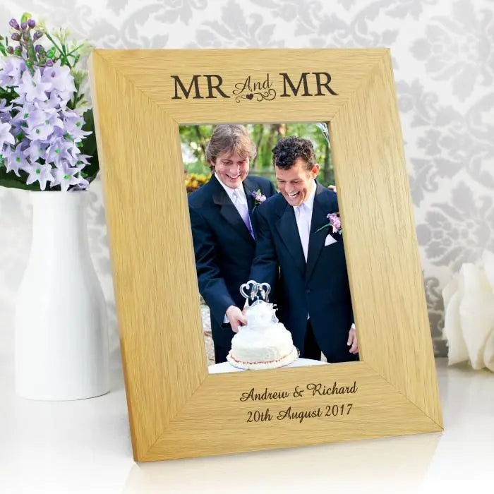 Personalised Oak Finish 6x4 Mr & Mr Photo Frame: 1 - Photo Frames By Gift Moments