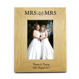Personalised Oak Finish 6x4 Mrs & Mrs Photo Frame: 2 - Photo Frames By Gift Moments