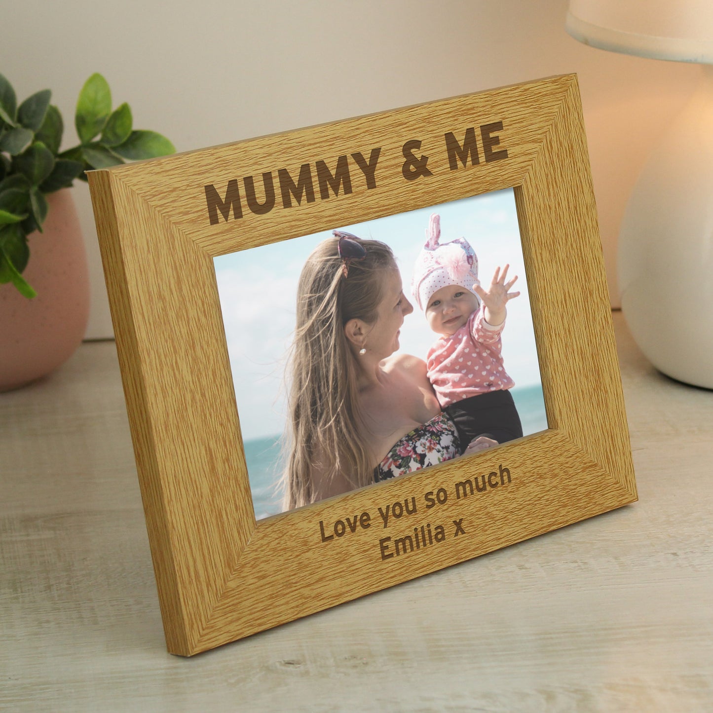 Personalised Oak Finish 6x4 Mummy & Me Photo Frame: 1 - Photo Frames By Gift Moments