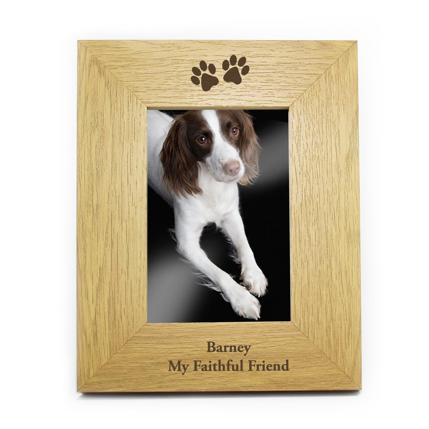 Personalised Oak Finish 6x4 Paw Prints Photo Frame: 4 - Photo Frames By Gift Moments