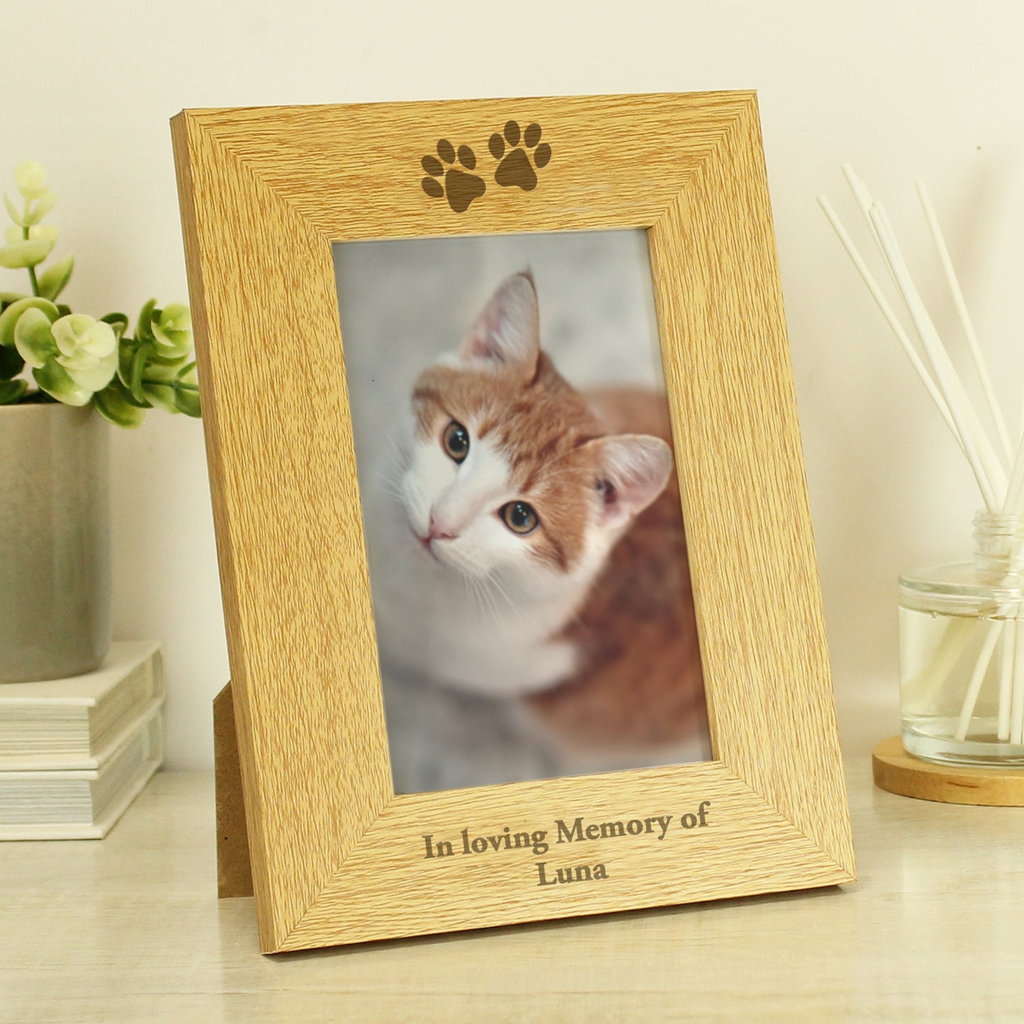 Personalised Oak Finish 6x4 Paw Prints Photo Frame: 2 - Photo Frames By Gift Moments