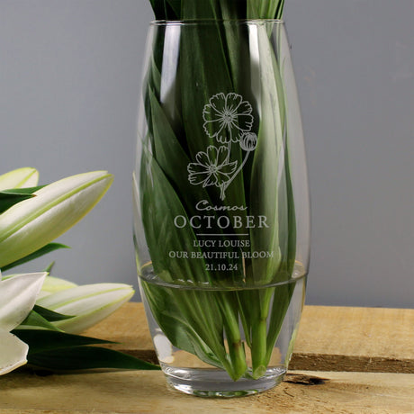 Personalised October Birth Flower Bullet Vase: 3 - Vases By Gift Moments
