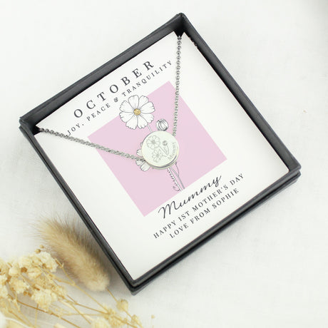 Personalised October Birth Flower Necklace and Box: 2 - Necklaces By Gift Moments