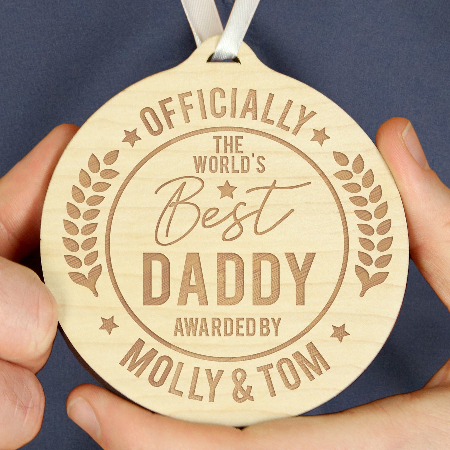 Personalised Officially The Best Round Wooden Medal: 2 - Keepsakes By Gift Moments
