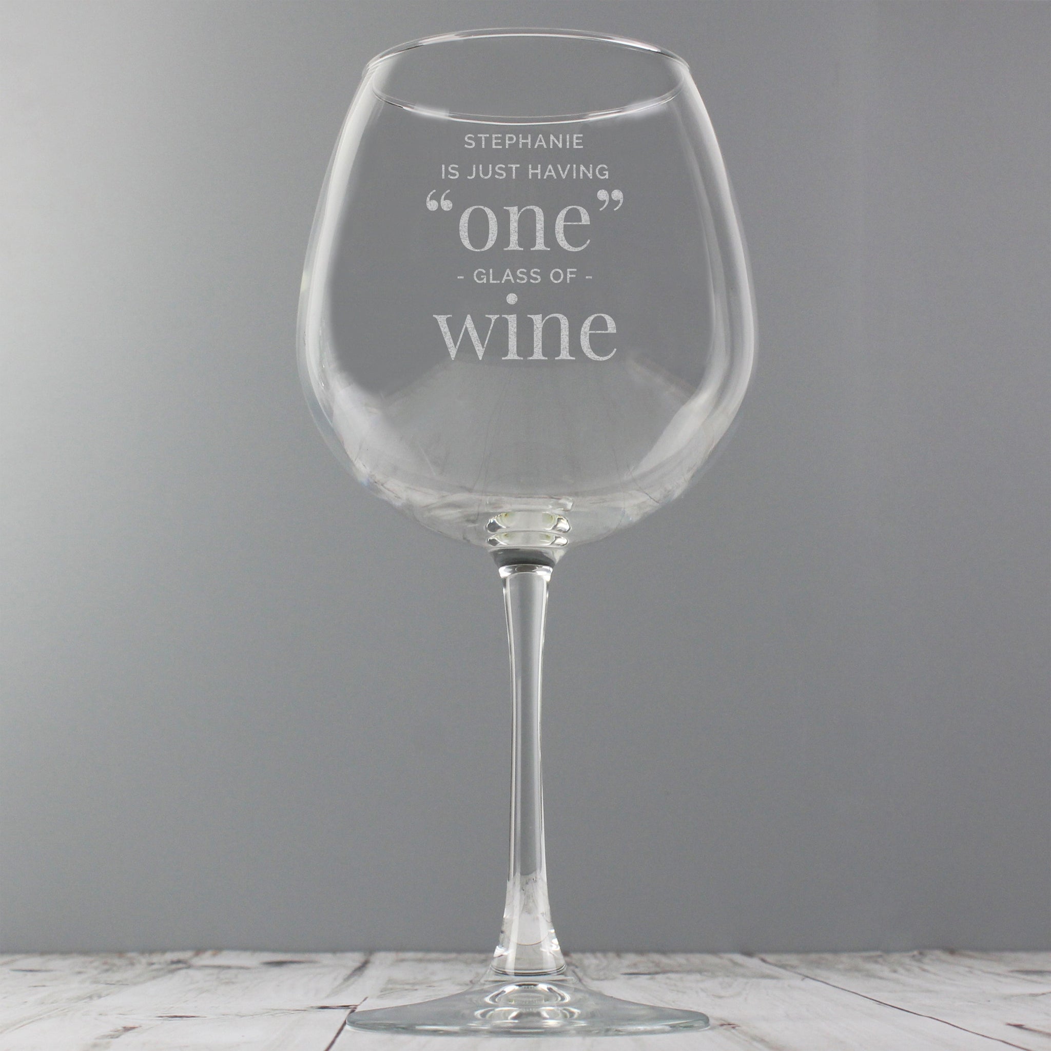 Personalised ’One Glass’ Bottle of Wine Glass: 2 - Wine Glasses By Gift Moments