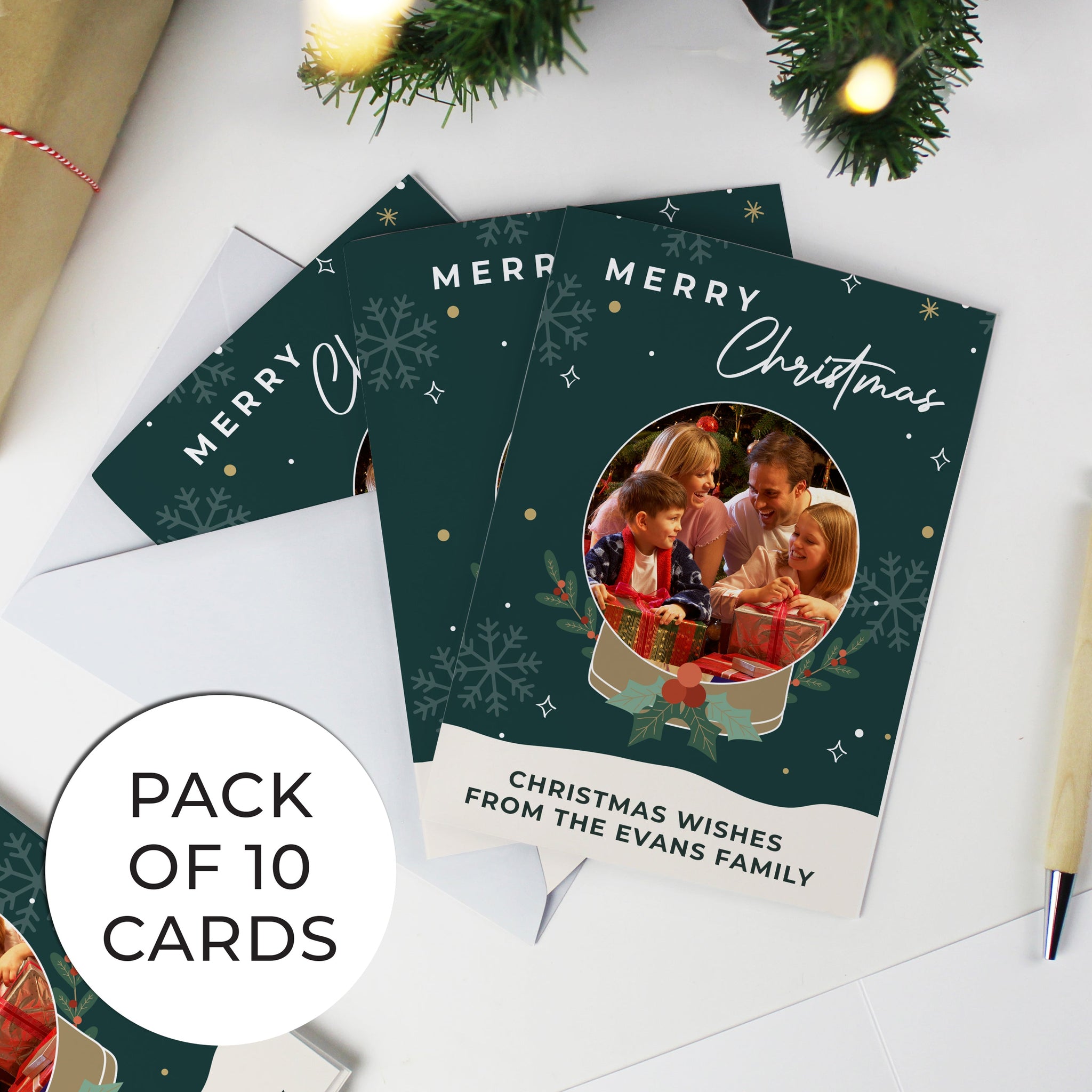 Personalised Pack of 10 Christmas Photo Cards: 6 - Greeting Cards By Gift Moments