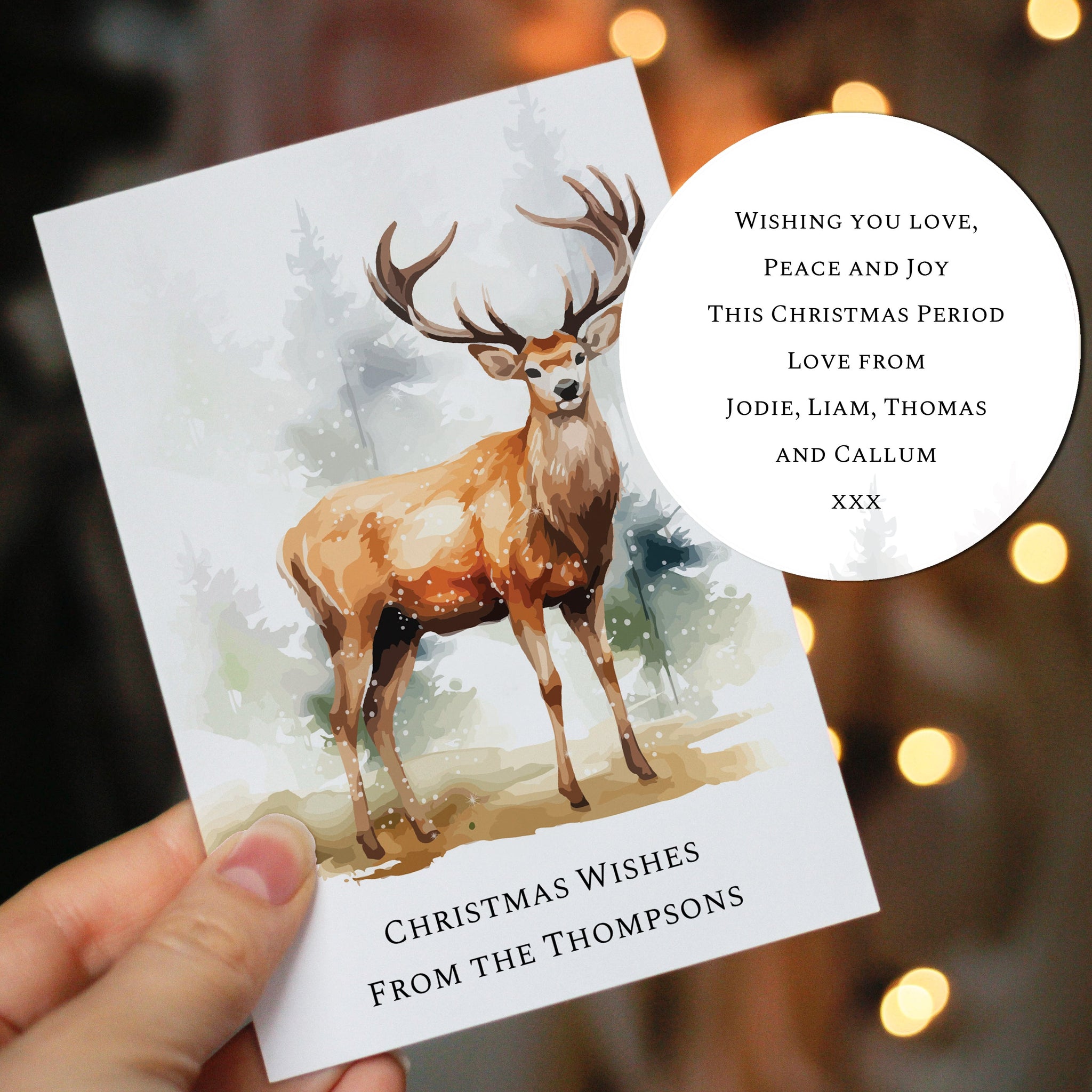 Personalised Pack of 10 Christmas Stag Cards: 5 - Greeting Cards By Gift Moments