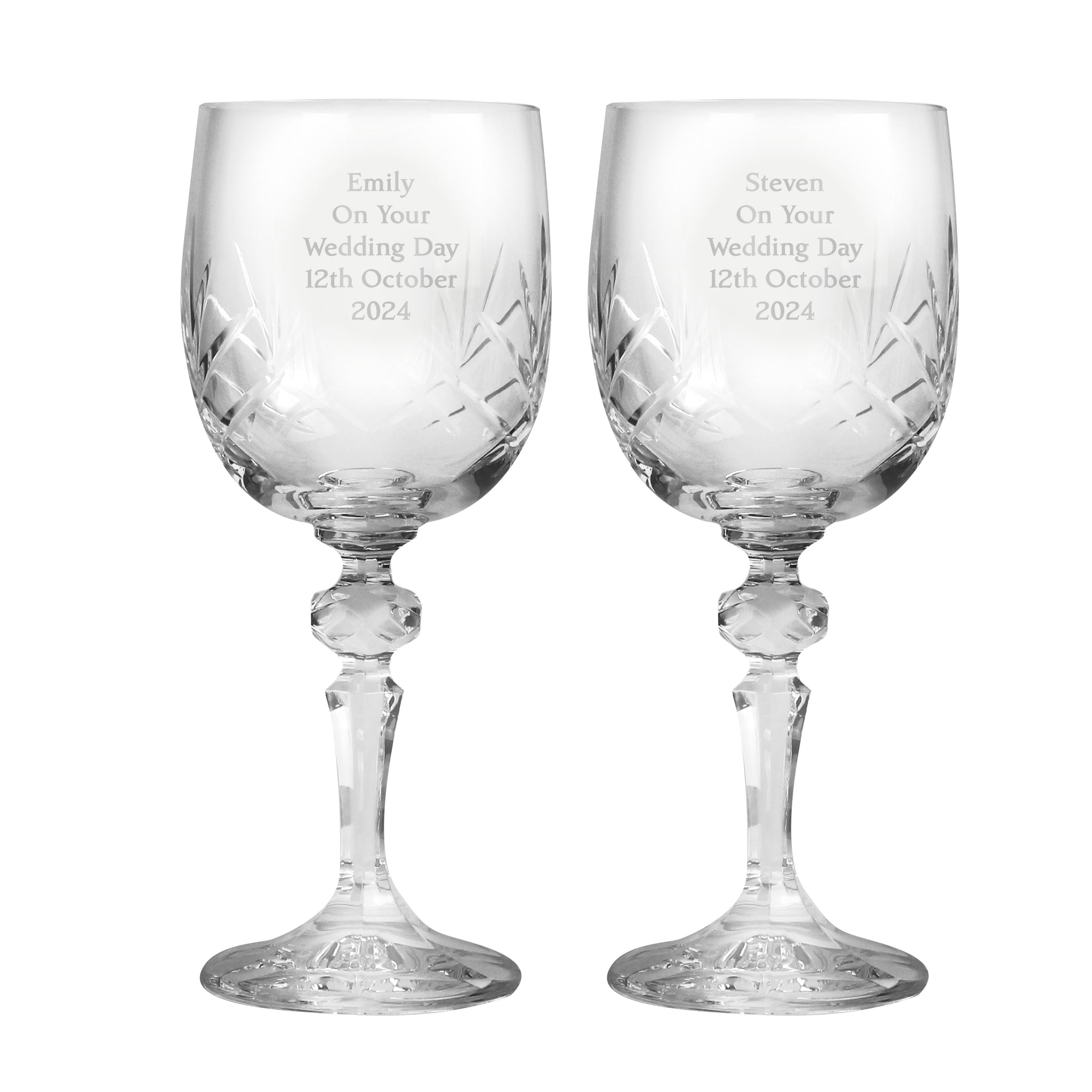 Personalised Pair of Crystal Wine Glasses: 7 - Wine Glasses By Gift Moments